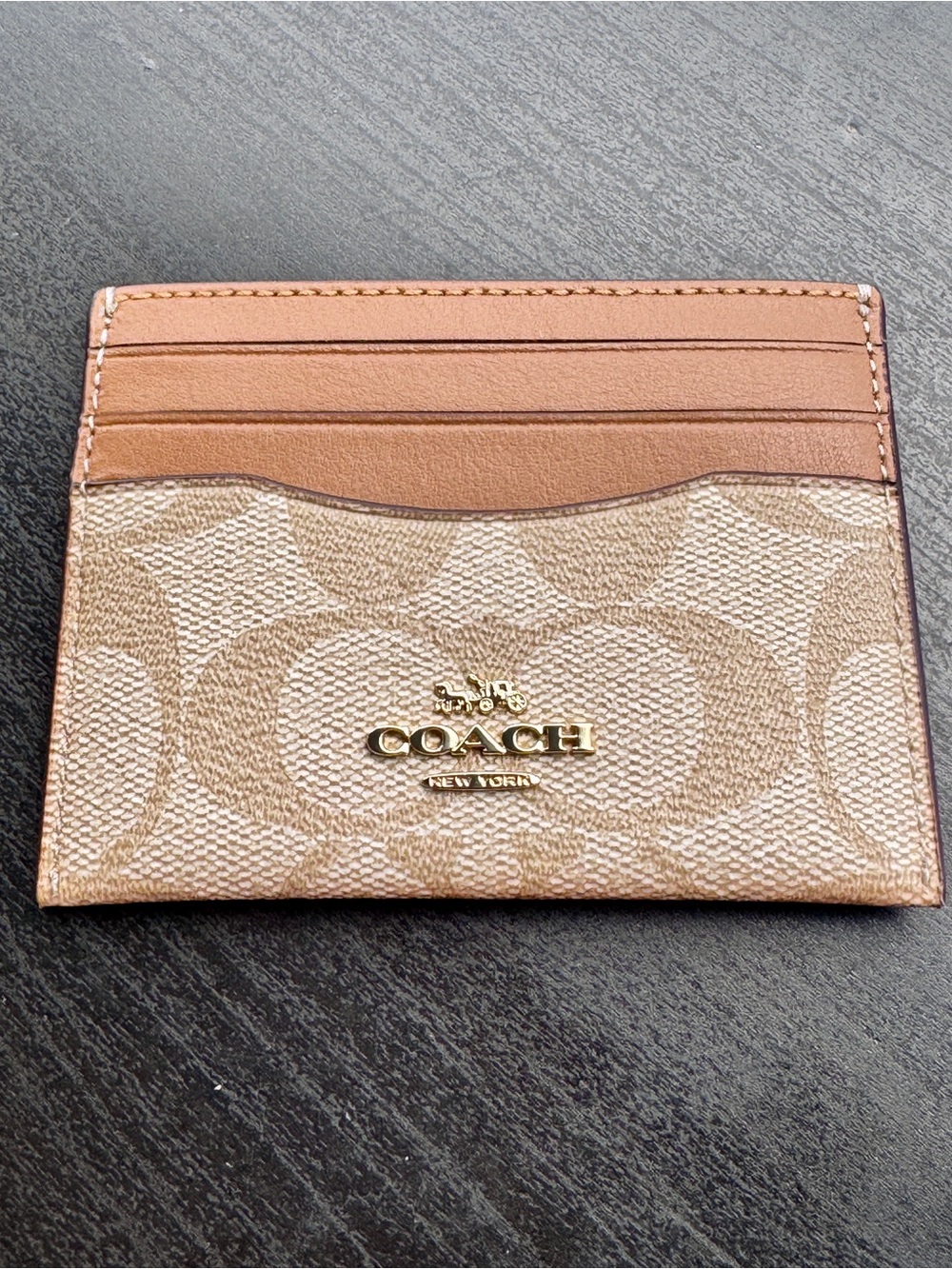 Coach Card Holder in Tan and Brown Signature Canvas